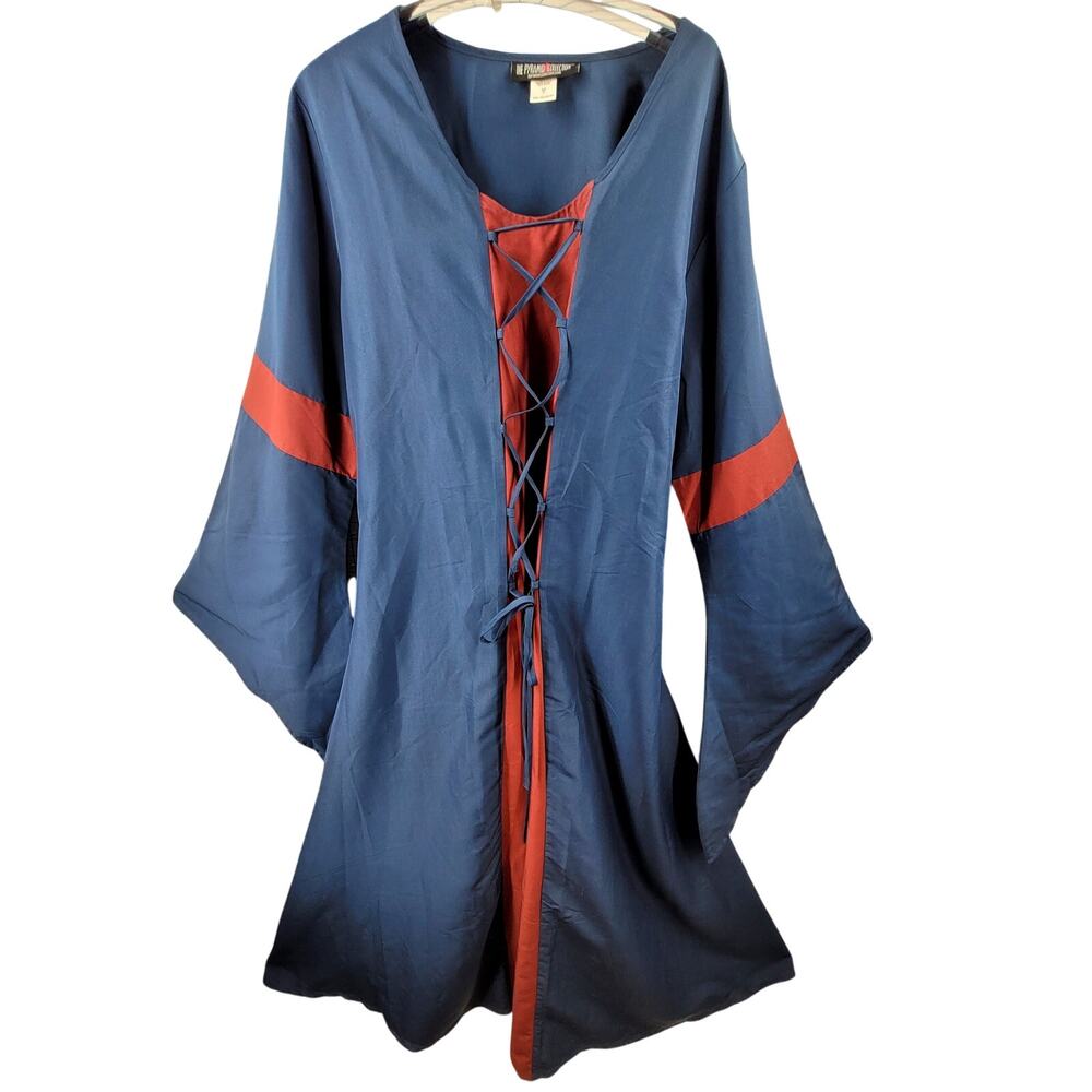 Pyramid Collection Blue Red Corset Maxi Dress Plus Size Romantic Viking Medieval